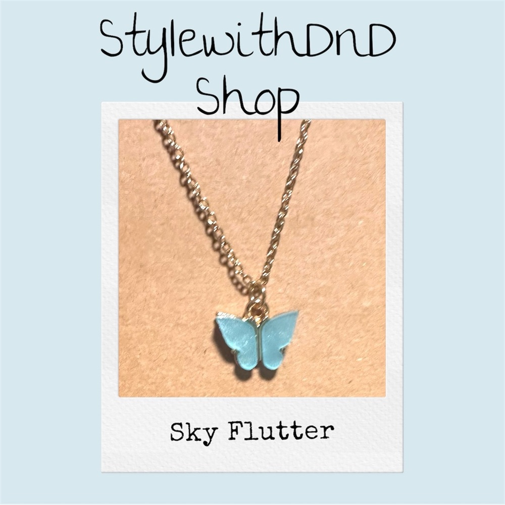 Blue Butterfly Pendant Necklace